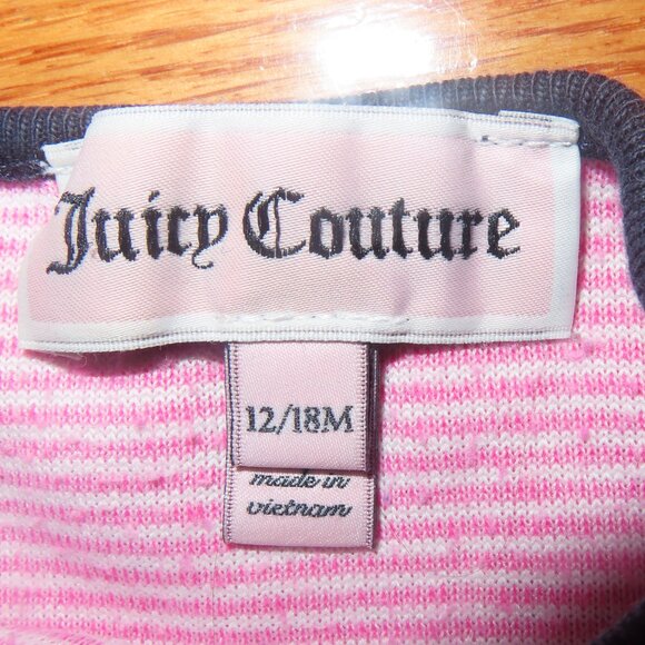Used Juicy Couture Baby Striped Top with Shoulder Button Detail - Picture 2 of 5